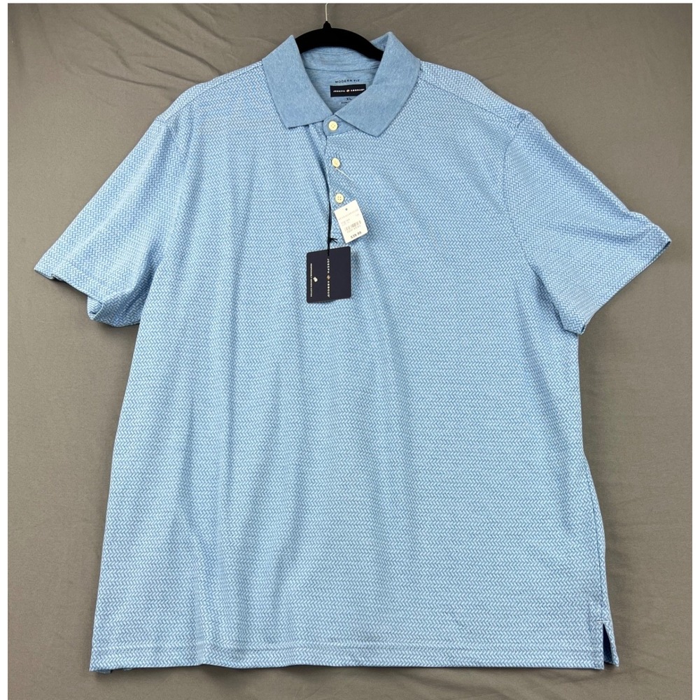 Joseph Abboud Polo Shirt Mens XL Blue NWT Modern Fit Ctn Geometric Short Sleeve